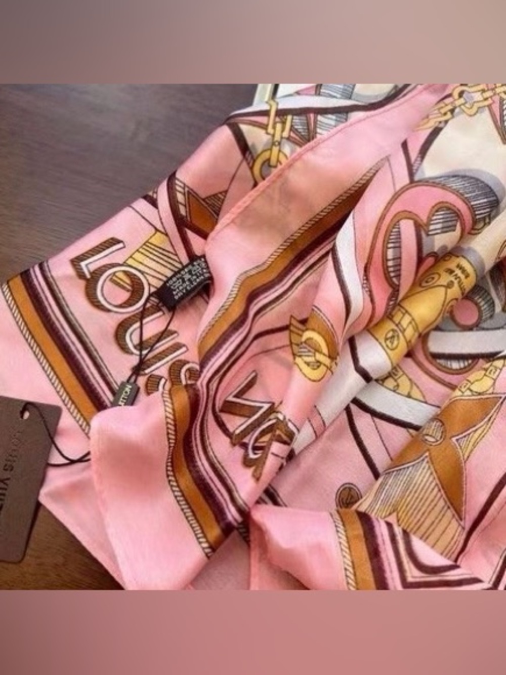 Gorgeous Pink & Brown Silk Scarf - NWT - Picture 7 of 12